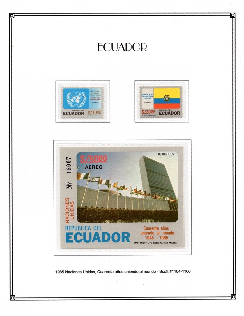 Ecuador 1985 Scott1104 1106