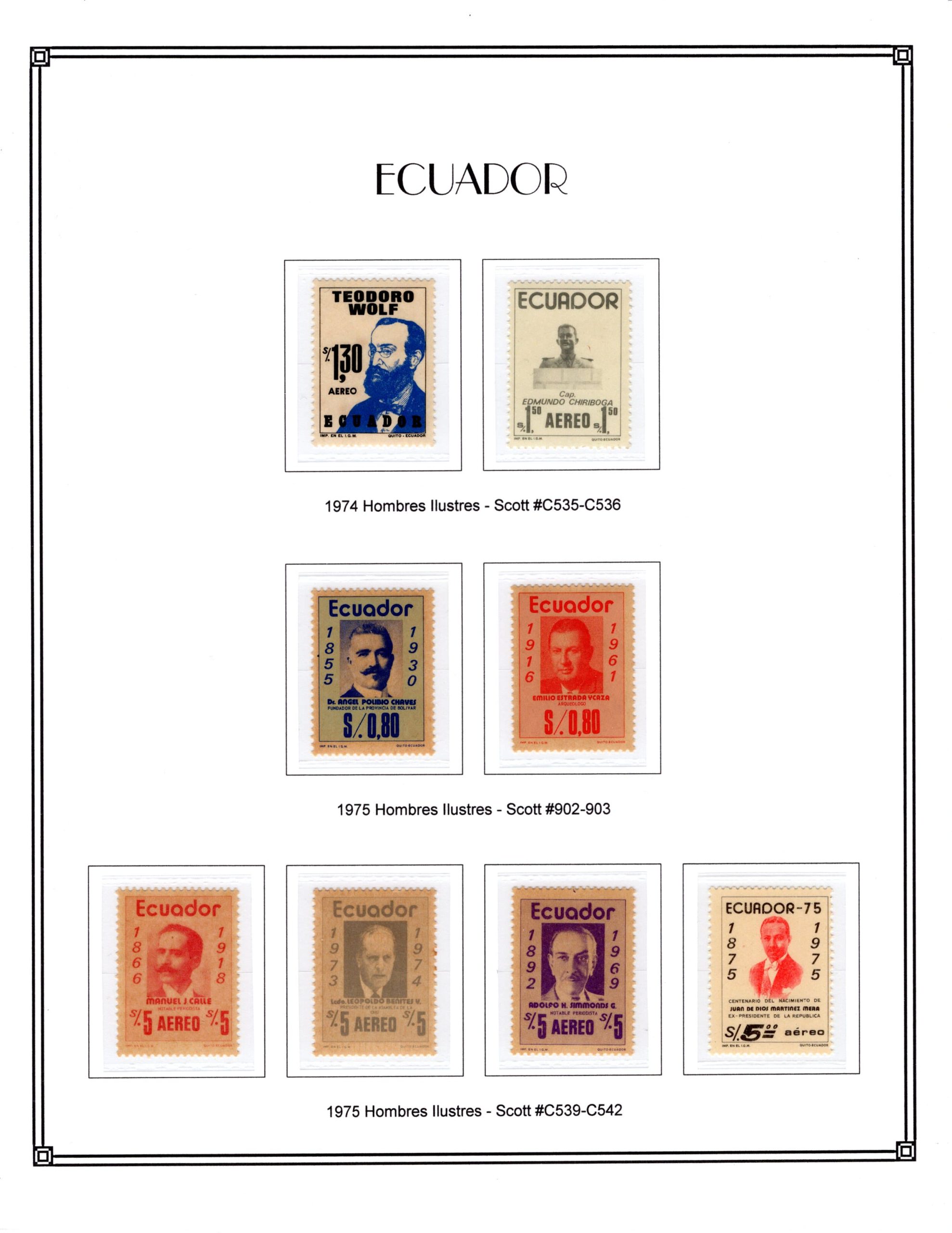 Ecuador 1974 1975 Scott#C535 C536,902 903,C539 C542 page